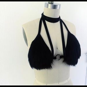 Smoking Daisies Faux Fur Bra